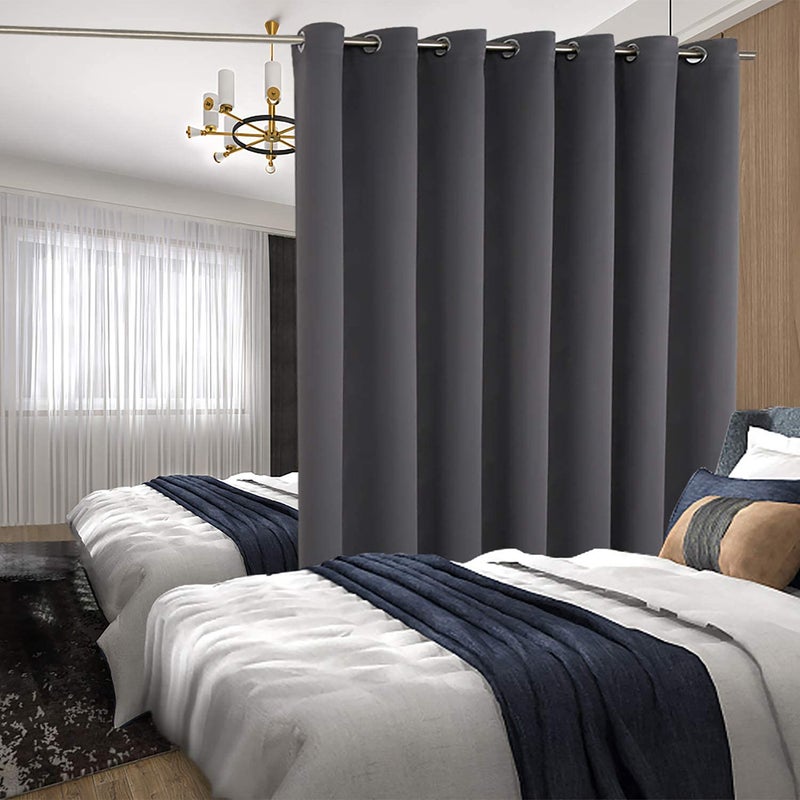 BGment Room Divider Curtain 84 Inch Length - Extra Wide Blackout Curtain for Sliding Glass Door Thermal Insulated Grommet Patio Door Curtain, 1 Panel, Dark Grey, 100 x 84 Inch - Image 1